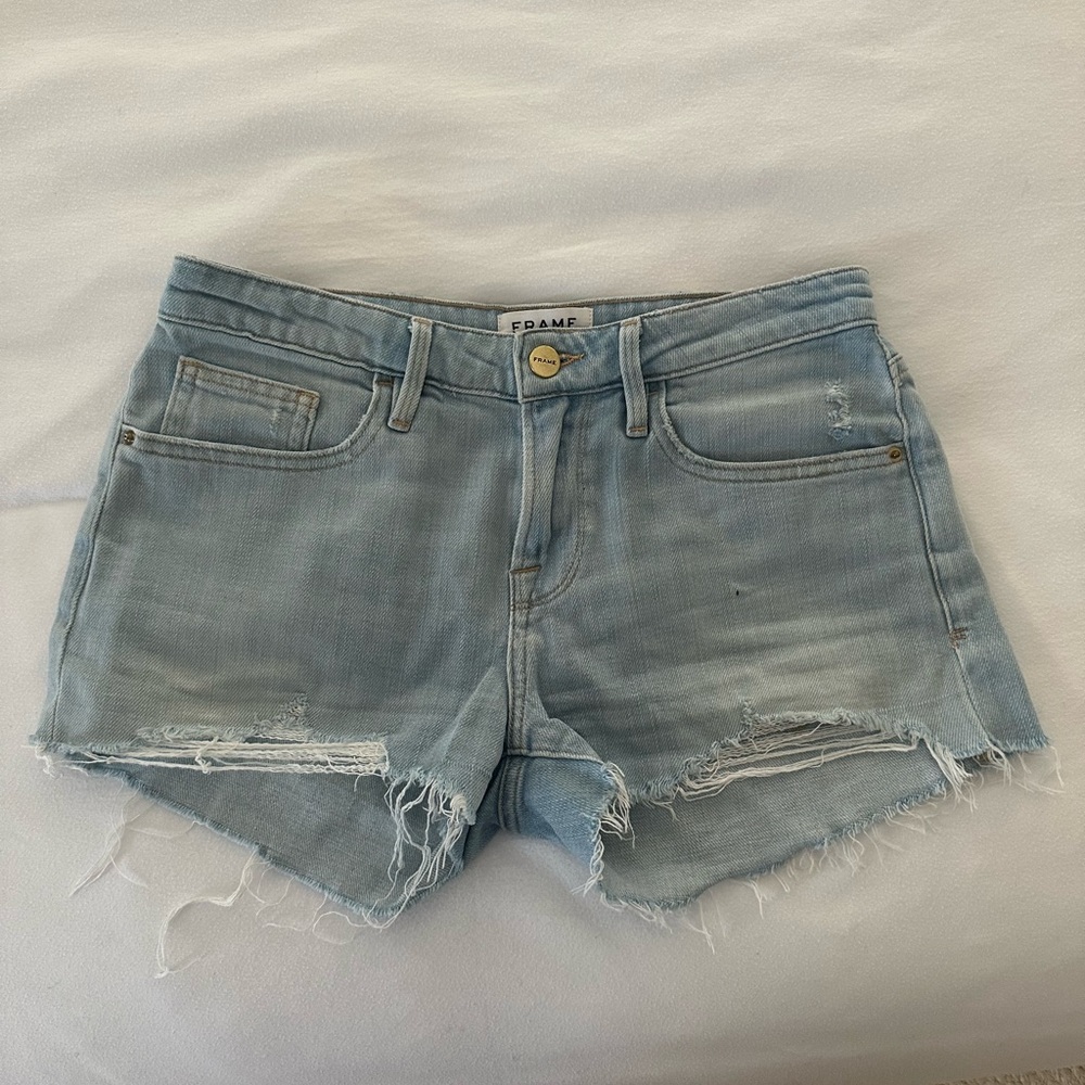 Light wash Frame denim shorts
